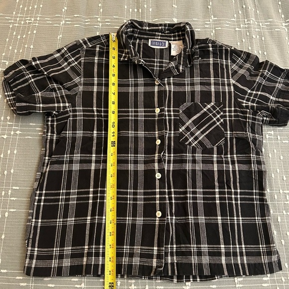 Vintage Erika & Co Black and White Plaid Shirt button up size L - Picture 4 of 5